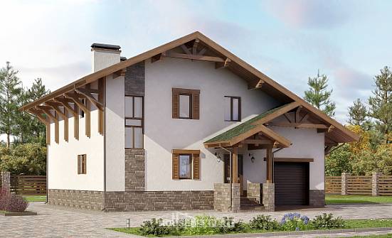 190-007-П Проект двухэтажного дома мансардный этаж и гаражом, просторный домик из кирпича Димитровград | Проекты домов от House Expert