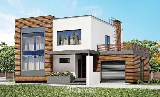 220-003-П Проект двухэтажного дома, гараж, просторный дом из блока Ульяновск | Проекты домов от House Expert