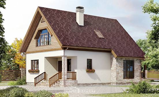 140-001-П Проект двухэтажного дома с мансардой, недорогой коттедж из газосиликатных блоков Ульяновск | Проекты домов от House Expert