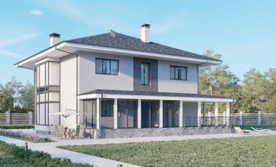 250-004-Л Проект двухэтажного дома, красивый загородный дом из блока Димитровград | Проекты домов от House Expert