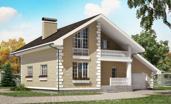190-005-П Проект двухэтажного дома с мансардным этажом, гараж, красивый дом из арболита Димитровград | Проекты домов от House Expert