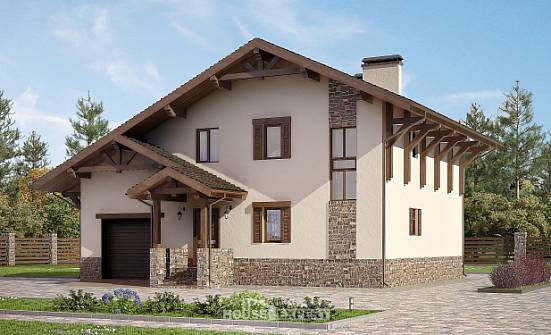 190-007-Л Проект двухэтажного дома мансардный этаж, гараж, классический загородный дом из кирпича Димитровград | Проекты домов от House Expert