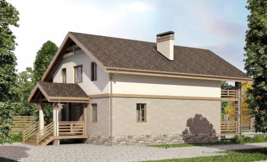 160-010-Л Проект двухэтажного дома с мансардой, небольшой домик из теплоблока Ульяновск | Проекты домов от House Expert