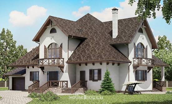 350-001-Л Проект двухэтажного дома с мансардой и гаражом, современный коттедж из теплоблока Димитровград | Проекты домов от House Expert