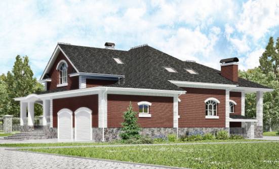 600-001-П Проект трехэтажного дома мансардой и гаражом, классический дом из газобетона Ульяновск | Проекты домов от House Expert
