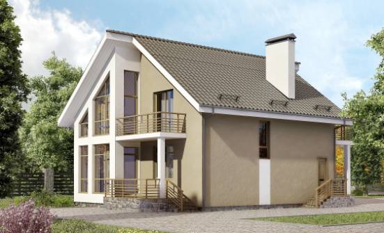 170-006-Л Проект двухэтажного дома мансардой, простой коттедж из арболита Ульяновск | Проекты домов от House Expert