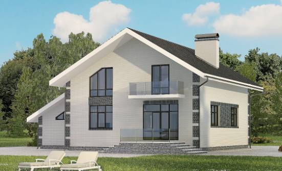 180-001-П Проект двухэтажного дома с мансардой и гаражом, бюджетный коттедж из теплоблока Ульяновск | Проекты домов от House Expert