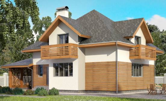 155-004-П Проект двухэтажного дома с мансардным этажом, гараж, доступный коттедж из бризолита Димитровград | Проекты домов от House Expert