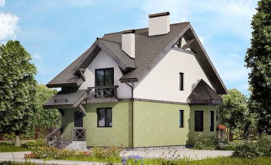 120-003-П Проект двухэтажного дома мансардный этаж, скромный домик из теплоблока Димитровград | Проекты домов от House Expert