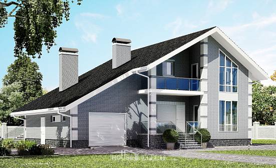 190-006-Л Проект двухэтажного дома с мансардой и гаражом, простой домик из пеноблока Ульяновск | Проекты домов от House Expert
