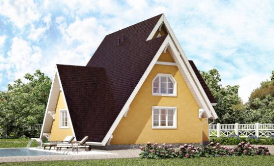 155-008-П Проект двухэтажного дома мансардой, небольшой загородный дом из бревен Димитровград | Проекты домов от House Expert