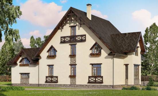 435-002-П Проект трехэтажного дома мансардой и гаражом, огромный домик из блока Ульяновск | Проекты домов от House Expert