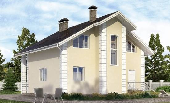 150-002-Л Проект двухэтажного дома с мансардным этажом и гаражом, небольшой загородный дом из блока Ульяновск | Проекты домов от House Expert