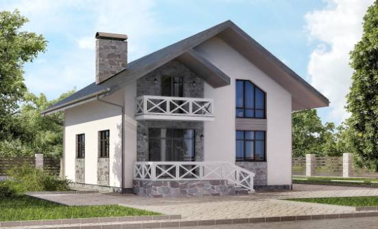 155-001-Л Проект двухэтажного дома с мансардой и гаражом, недорогой домик из блока Димитровград | Проекты домов от House Expert