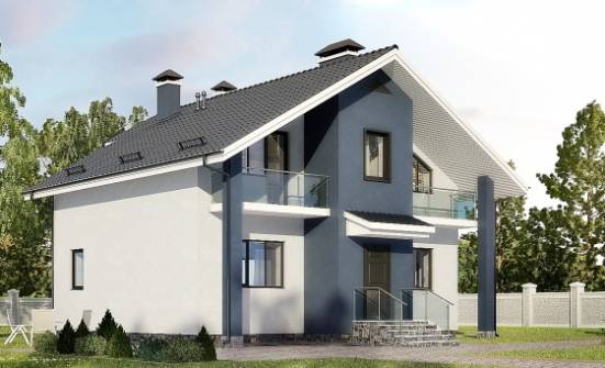 150-005-П Проект двухэтажного дома с мансардой, красивый дом из твинблока Ульяновск | Проекты домов от House Expert