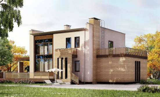 220-003-Л Проект двухэтажного дома, гараж, современный дом из пеноблока Ульяновск | Проекты домов от House Expert