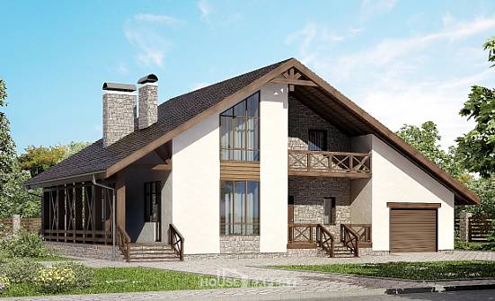 265-001-П Проект двухэтажного дома с мансардным этажом и гаражом, большой домик из пеноблока Ульяновск | Проекты домов от House Expert