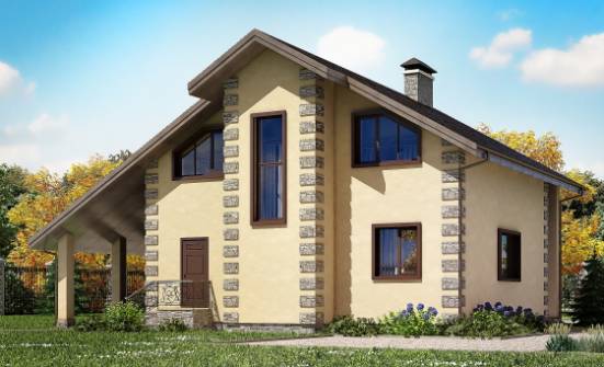 150-003-П Проект двухэтажного дома мансардой и гаражом, небольшой коттедж из твинблока Димитровград | Проекты домов от House Expert