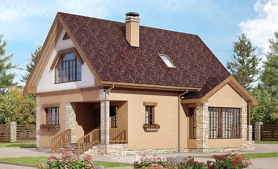 140-002-П Проект двухэтажного дома мансардой, простой загородный дом из арболита Ульяновск | Проекты домов от House Expert