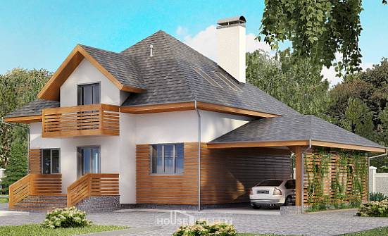 155-004-П Проект двухэтажного дома с мансардным этажом, гараж, доступный коттедж из бризолита Димитровград | Проекты домов от House Expert