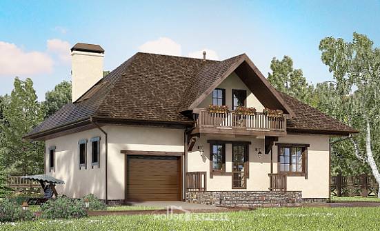 200-001-Л Проект двухэтажного дома мансардой, гараж, просторный дом из бризолита Ульяновск | Проекты домов от House Expert