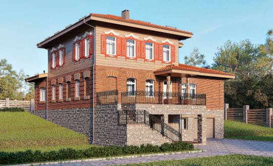 380-002-Л Проект трехэтажного дома, гараж, просторный загородный дом из кирпича Ульяновск | Проекты домов от House Expert