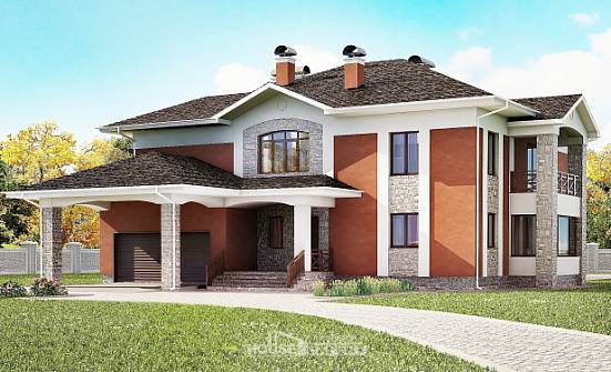 400-002-Л Проект двухэтажного дома и гаражом, красивый коттедж из кирпича Димитровград | Проекты домов от House Expert