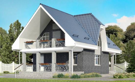125-002-Л Проект двухэтажного дома мансардой, гараж, экономичный коттедж из бризолита Димитровград | Проекты домов от House Expert