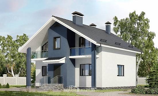 150-005-П Проект двухэтажного дома с мансардой, красивый дом из твинблока Ульяновск | Проекты домов от House Expert