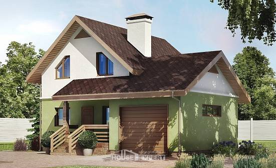 120-002-П Проект двухэтажного дома мансардный этаж и гаражом, недорогой загородный дом из бризолита Димитровград | Проекты домов от House Expert