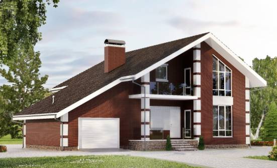 180-001-Л Проект двухэтажного дома с мансардным этажом и гаражом, классический домик из пеноблока Димитровград | Проекты домов от House Expert