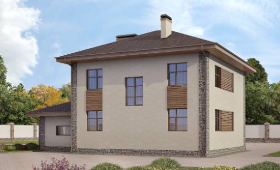185-004-П Проект двухэтажного дома и гаражом, средний дом из пеноблока Ульяновск | Проекты домов от House Expert