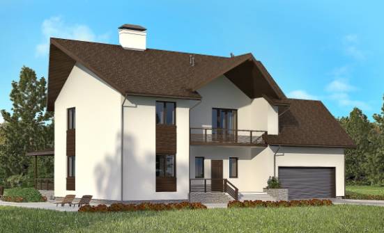 300-002-П Проект двухэтажного дома с мансардой и гаражом, современный загородный дом из газобетона Ульяновск | Проекты домов от House Expert