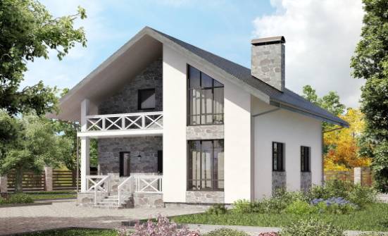 155-001-Л Проект двухэтажного дома с мансардой и гаражом, недорогой домик из блока Димитровград | Проекты домов от House Expert