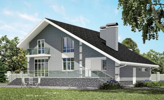 190-006-Л Проект двухэтажного дома с мансардой и гаражом, простой домик из пеноблока Ульяновск | Проекты домов от House Expert