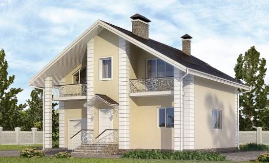 150-002-Л Проект двухэтажного дома с мансардным этажом и гаражом, небольшой загородный дом из блока Ульяновск | Проекты домов от House Expert