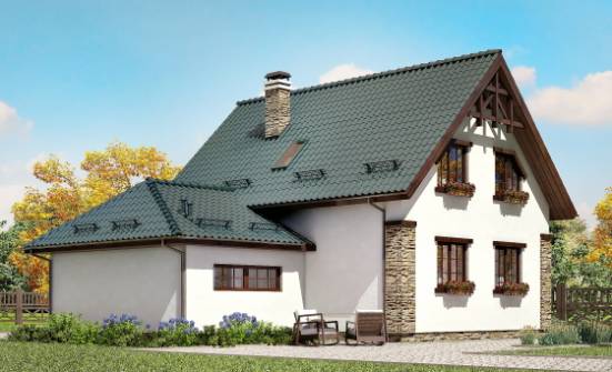 160-005-П Проект двухэтажного дома мансардой и гаражом, простой домик из бризолита Димитровград | Проекты домов от House Expert