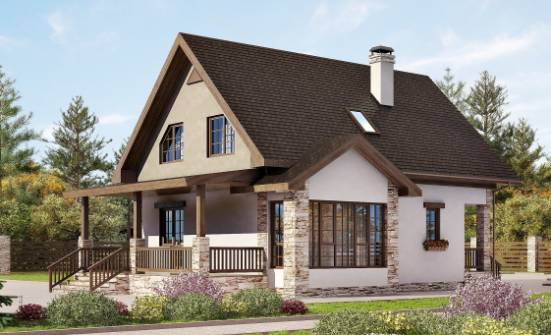 140-002-Л Проект двухэтажного дома с мансардой, скромный дом из газобетона Димитровград | Проекты домов от House Expert