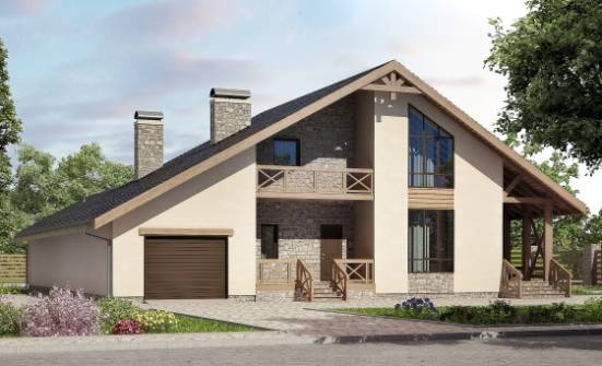 265-001-Л Проект двухэтажного дома мансардой, гараж, огромный домик из бризолита Димитровград | Проекты домов от House Expert