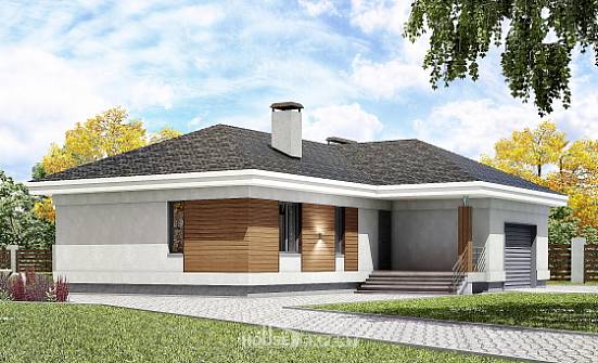 165-001-П Проект одноэтажного дома, гараж, небольшой домик из пеноблока Димитровград | Проекты домов от House Expert