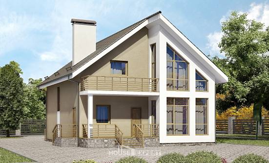 170-006-Л Проект двухэтажного дома мансардой, простой коттедж из арболита Ульяновск | Проекты домов от House Expert