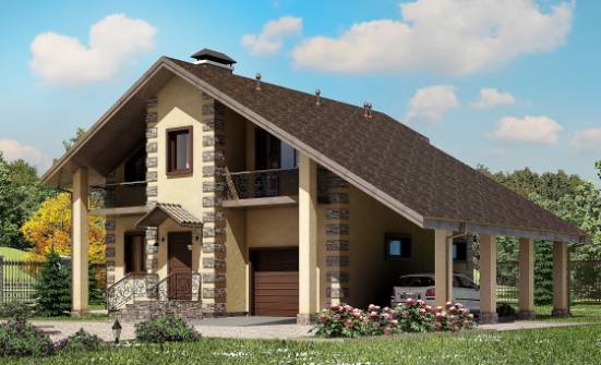 150-003-П Проект двухэтажного дома мансардой и гаражом, небольшой коттедж из твинблока Димитровград | Проекты домов от House Expert
