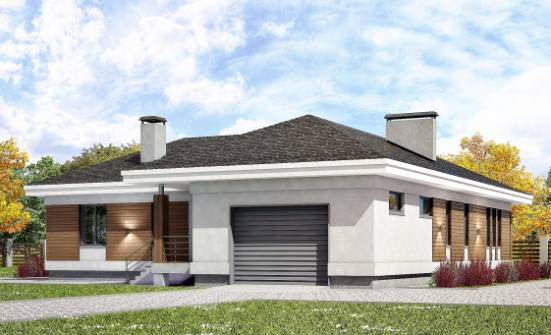 165-001-П Проект одноэтажного дома, гараж, небольшой домик из пеноблока Димитровград | Проекты домов от House Expert