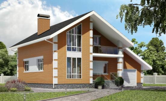 190-006-П Проект двухэтажного дома с мансардным этажом, гараж, классический домик из арболита Ульяновск | Проекты домов от House Expert