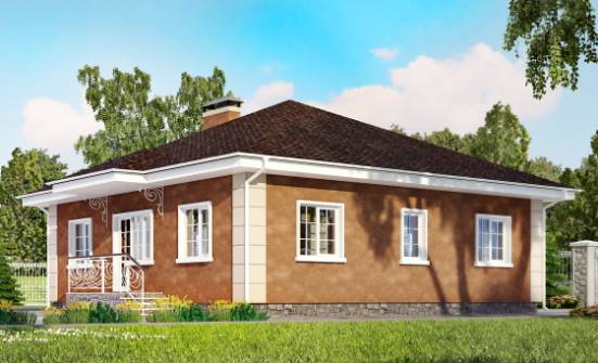 100-001-Л Проект одноэтажного дома, бюджетный коттедж из твинблока Ульяновск | Проекты домов от House Expert