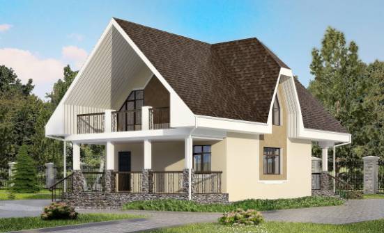 125-001-Л Проект двухэтажного дома с мансардным этажом, экономичный коттедж из блока Ульяновск | Проекты домов от House Expert