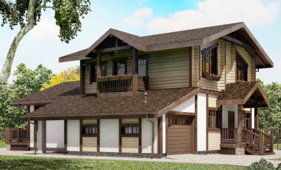 190-004-П Проект двухэтажного дома мансардой, гараж, средний коттедж из газосиликатных блоков из дерева Димитровград | Проекты домов от House Expert