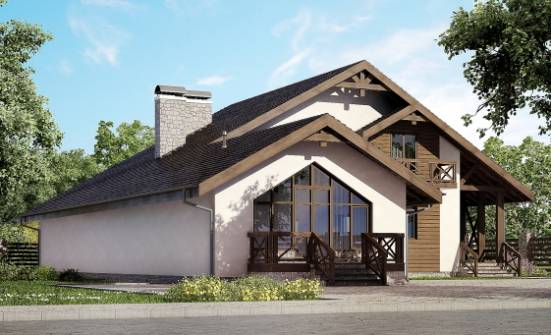 265-001-П Проект двухэтажного дома с мансардным этажом и гаражом, большой домик из пеноблока Ульяновск | Проекты домов от House Expert