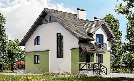 120-003-П Проект двухэтажного дома мансардный этаж, скромный домик из теплоблока Димитровград | Проекты домов от House Expert