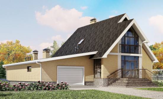 250-001-Л Проект двухэтажного дома с мансардой и гаражом, уютный загородный дом из блока Ульяновск | Проекты домов от House Expert